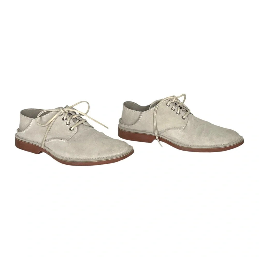 Sperry TopSider Boat Shoes Lace Up Oxford Plain Toe Sand Suede Size 10 Drop Heel